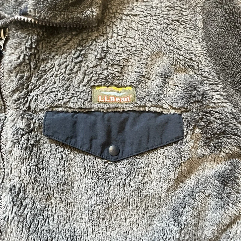 L.L.Bean Hi-Pile Fleece Jacket Gray‎ Full Zip Men's Size XL Fleece Lined Retro
